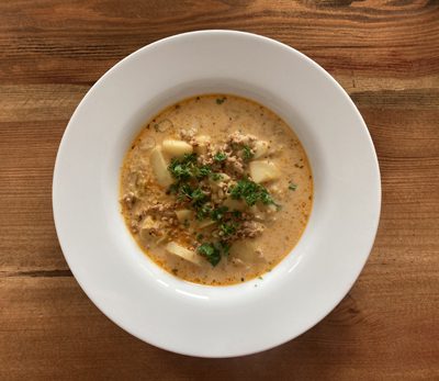 Hack-Käse-Lauch Suppe